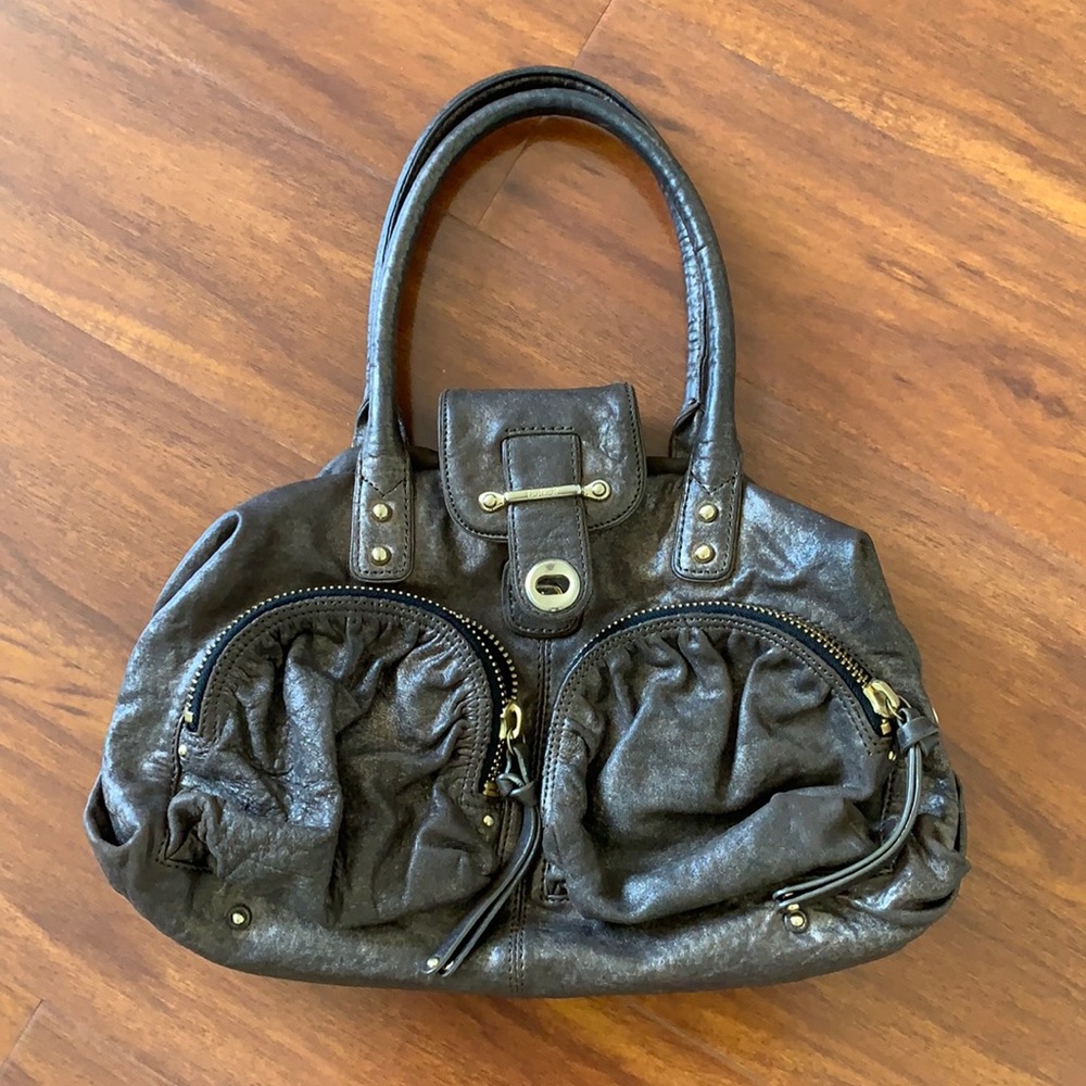 botkier Leather Satchel Metallic Gold